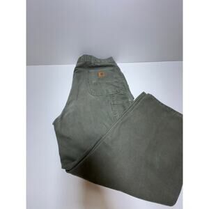 Carhartt Green Duck Canvas Pants Sz 42X30 Original Dungaree Fit Workwear B11